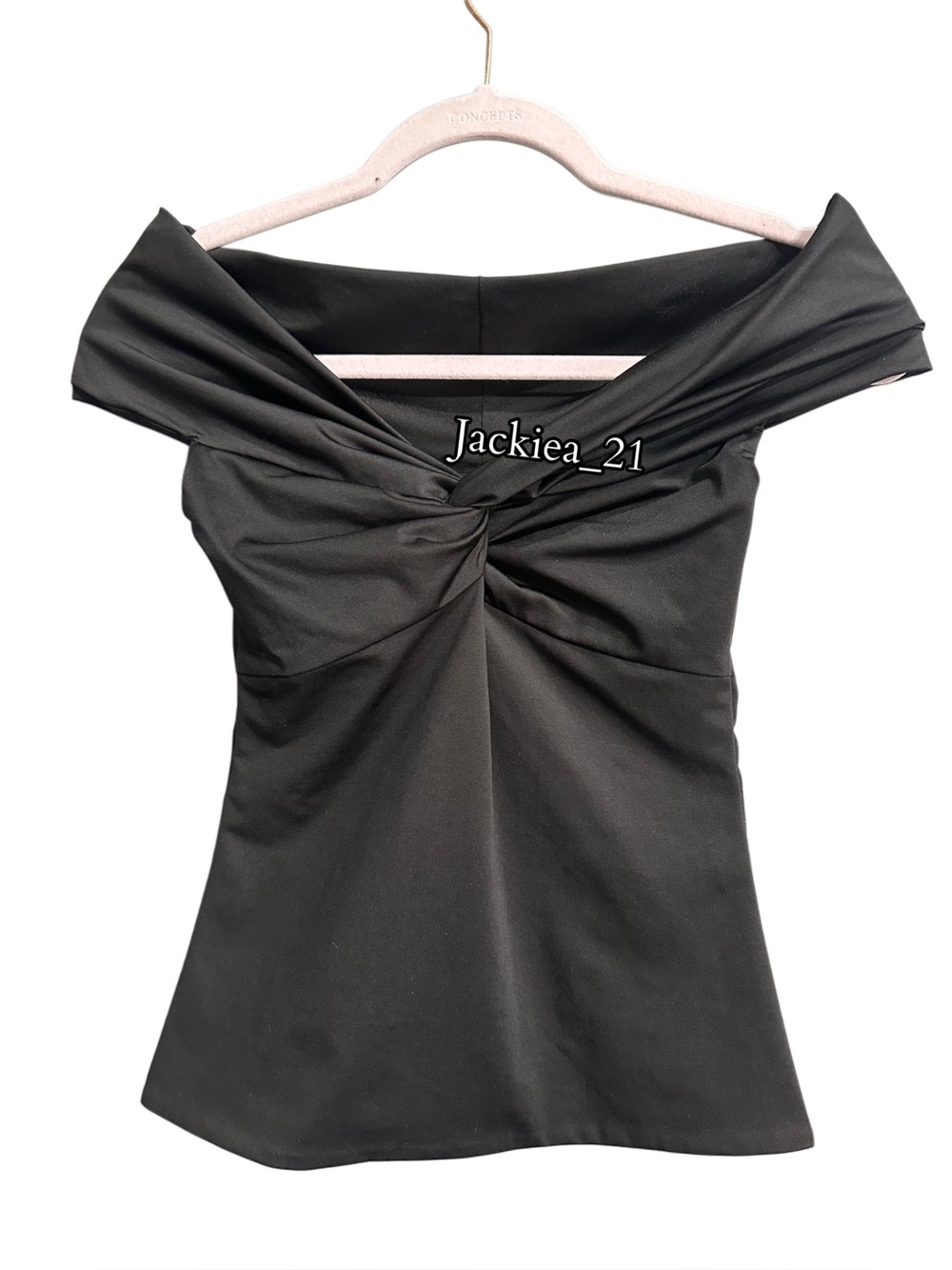 Small Off-the-Shoulder Twist Front Women’s Top - Black